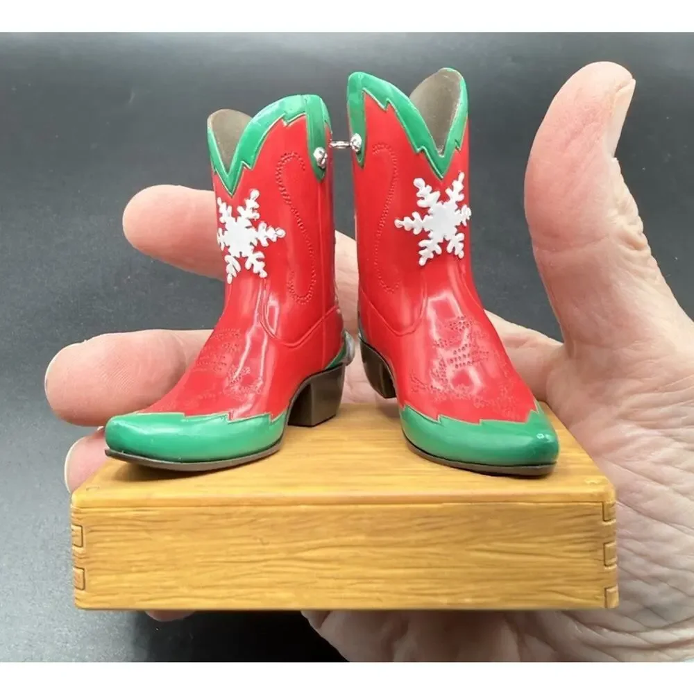 Hallmark - Kickin' It Up! Cowboy Boots Magic Sound Christmas Ornament Works LO17